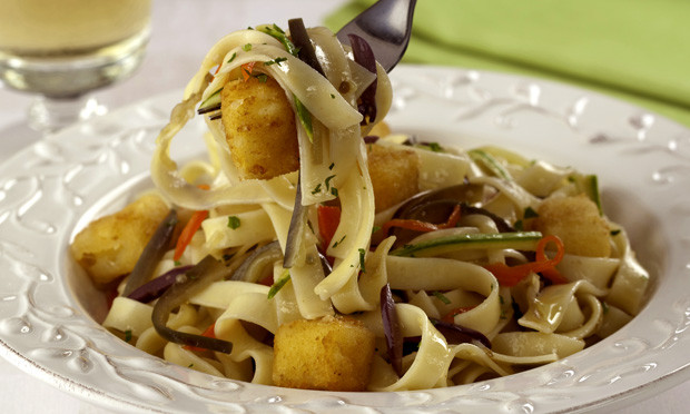 receita talharim legumes queijo frito